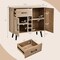 Costway 2-Door Wine Bar Cabinet Kitchen Sideboard Buffet with Drawer & Adjustable Shelves Black/Natural